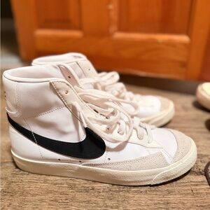 Nike White and Black High-Top Sneakers
